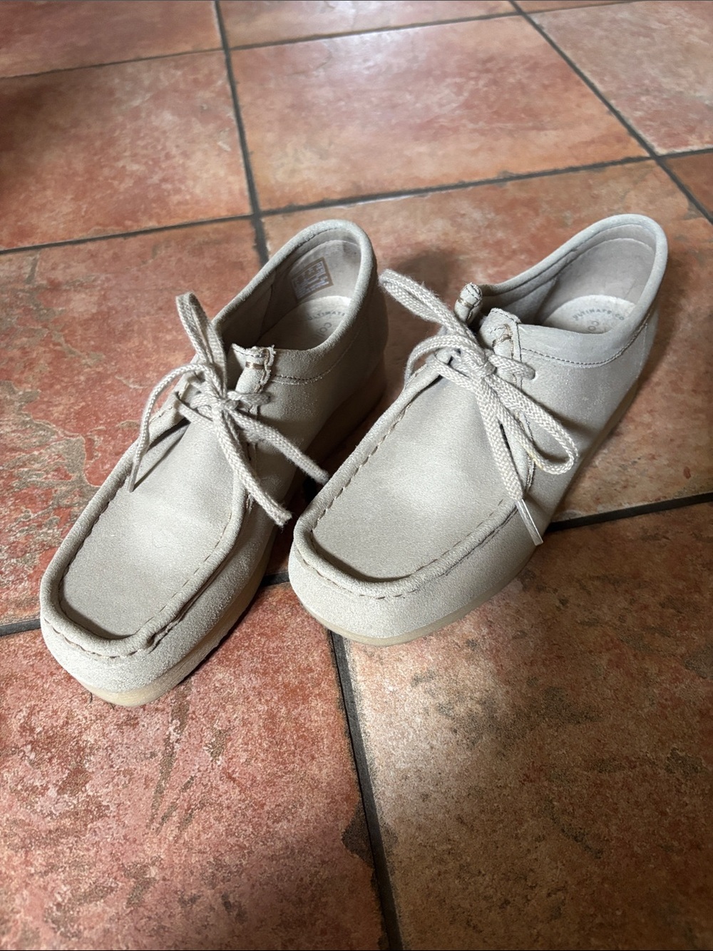 Clarks, Neutral Suede Moccasin Lace-Up Shoe